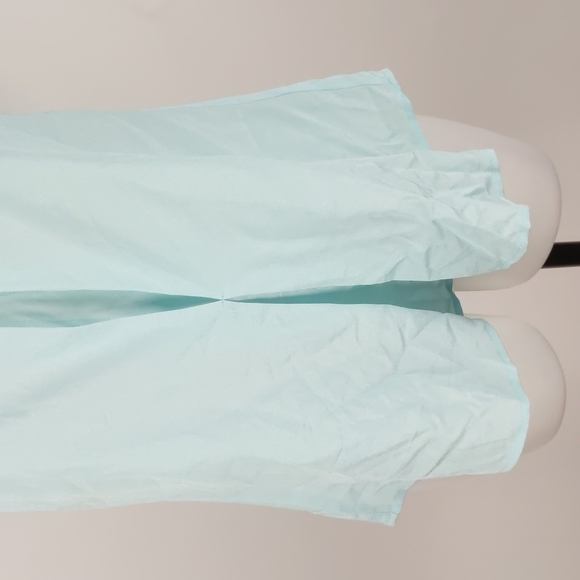 Cue Women's Top Size 6 Mint Green Sleeveless Round Neck Keyhole Button Gathered - Picture 3 of 16